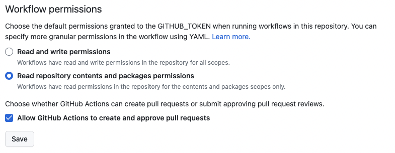 Enable actions opening PRs
